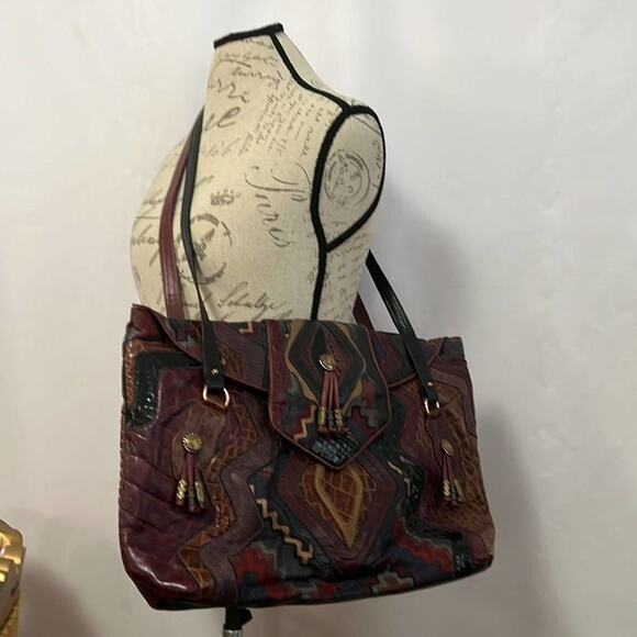 SHARIF VINTAGE PATCHWORK CROC LEATHER CROSSBODY BAG‎ - Picture 1 of 7